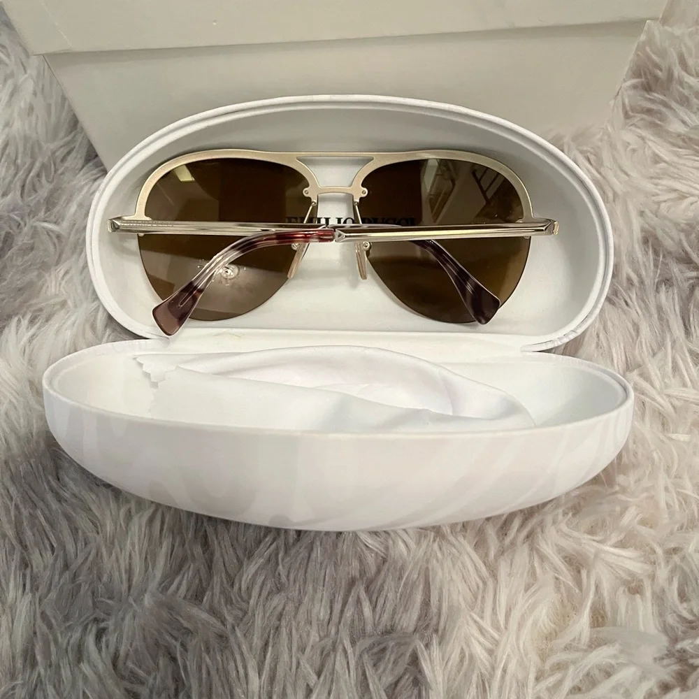 Emilio Pucci Gold Aviator Sunglasses